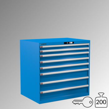 Lista Schubladenschrank - 14.513.010 - 1.000x1.023x725 mm (HxBxT) - 8 Schubladen - 200 kg - Key Lock - lichtblau (RAL 5012) Lista Schubladenschrank - 14.513.010 - 1.000x1.023x725 mm (HxBxT) - 8 Schubladen - 200 kg - Key Lock - lichtblau (RAL 5012)