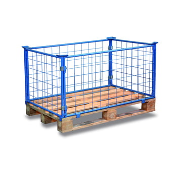 Palettenaufsatzrahmen für Europalette - 1.500 kg - Höhe 600 mm - 4-fach stapelbar - Gitter - lichtblau Palettenaufsatzrahmen für Europalette - 1.500 kg - Höhe 600 mm - 4-fach stapelbar - Gitter - lichtblau