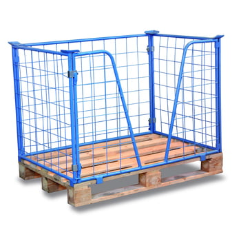 Palettenaufsatzrahmen für Europalette - 750 kg - Höhe 1.600 mm - 3-fach stapelbar - Gitter m. V-Ausschnitt - lichtblau Palettenaufsatzrahmen für Europalette - 750 kg - Höhe 1.600 mm - 3-fach stapelbar - Gitter m. V-Ausschnitt - lichtblau