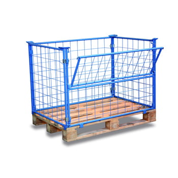Palettenaufsatzrahmen für Industriepalette - 750 kg - Höhe 1.600 mm - 4-fach stapelbar - Gitter 1x klappbar - lichtblau Palettenaufsatzrahmen für Industriepalette - 750 kg - Höhe 1.600 mm - 4-fach stapelbar - Gitter 1x klappbar - lichtblau
