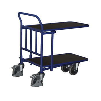 C+C Wagen mit Siebdruckplatte - 2 Etagen - ineinanderschiebbar - Ladefläche 700 x 1.030 mm (BxT) - Traglast 500 kg - enzianblau C+C Wagen mit Siebdruckplatte - 2 Etagen - ineinanderschiebbar - Ladefläche 700 x 1.030 mm (BxT) - Traglast 500 kg - enzianblau