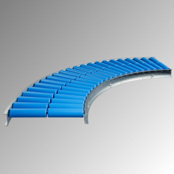 Leicht-Rollenbahn - 600 mm (B) - Kunststoffrollen - Achsabstand 75 mm - Kurve 45 Grad Leicht-Rollenbahn - 600 mm (B) - Kunststoffrollen - Achsabstand 75 mm - Kurve 45 Grad