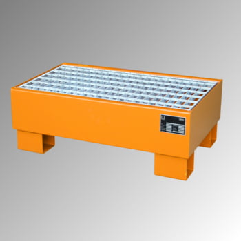Auffangwanne - Volumen 61 l - mit Gitterrost - 290 x 800 x 500 mm - gelborange Auffangwanne - Volumen 61 l - mit Gitterrost - 290 x 800 x 500 mm - gelborange