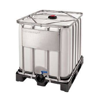 IBC auf Kunststoffpalette - Gefahrgutausführung - Auslaufventil - stapelbar - 600 l - 1.005 x 1.200 x 800 mm IBC auf Kunststoffpalette - Gefahrgutausführung - Auslaufventil - stapelbar - 600 l - 1.005 x 1.200 x 800 mm