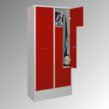 Z-Kleiderschrank m. Sockel - Höhe 185 cm - 4 Fächer - Drehriegel - lichtgrau/resedagrün Z-Kleiderschrank m. Sockel - Höhe 185 cm - 4 Fächer - Drehriegel - lichtgrau/resedagrün