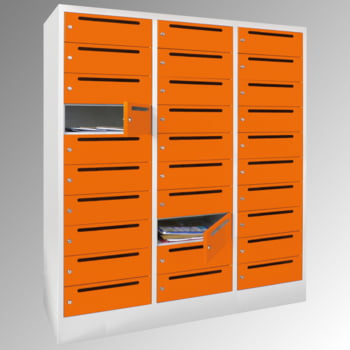 Postverteilschrank - Schließfachschrank - 3 Abteile a 40 cm - 30 Fächer - lichtgrau/enzianblau Postverteilschrank - Schließfachschrank - 3 Abteile a 40 cm - 30 Fächer - lichtgrau/enzianblau
