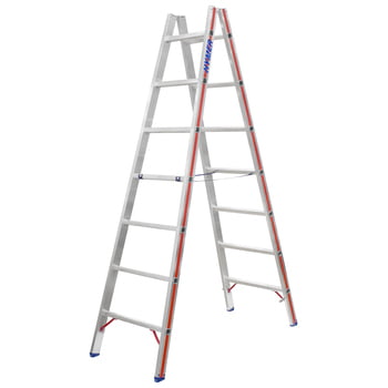 Aluminium-Sprossenstehleiter - Länge 4.100 mm - beidseitig begehbar - Füße angewinkelt - Aluleiter Hymer Aluminium-Sprossenstehleiter - Länge 4.100 mm - beidseitig begehbar - Füße angewinkelt - Aluleiter Hymer