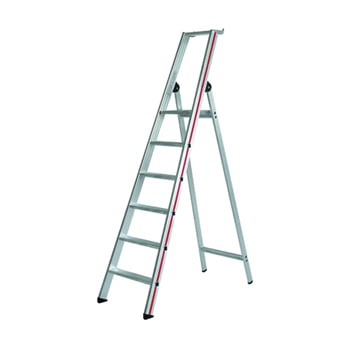 Einseitige Alu-Stufenstehleiter - Brücke aus Aluguss - Länge 2.700 mm - 8 Stufen - Standhöhe 1.850 mm Einseitige Alu-Stufenstehleiter - Brücke aus Aluguss - Länge 2.700 mm - 8 Stufen - Standhöhe 1.850 mm
