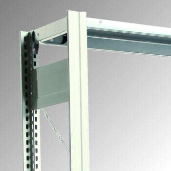 Fachbodenregal mit Tiefenriegel - 150 kg - (HxBxT) 2.000 x 875 x 300 mm - Grundregal - Rahmen lichtgrau - Böden verzinkt Fachbodenregal mit Tiefenriegel - 150 kg - (HxBxT) 2.000 x 875 x 300 mm - Grundregal - Rahmen lichtgrau - Böden verzinkt