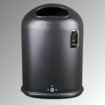 Ovaler Abfallbehälter mit Ascher - 45 l - Pfosten- oder Wandmontage - kobaltblau Ovaler Abfallbehälter mit Ascher - 45 l - Pfosten- oder Wandmontage - kobaltblau