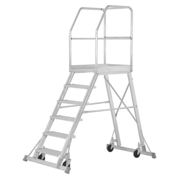 Fahrbare Podesttreppe - einseitig begehbar - 3 Stufen - Höhe 1.750 mm - Hymer Fahrbare Podesttreppe - einseitig begehbar - 3 Stufen - Höhe 1.750 mm - Hymer