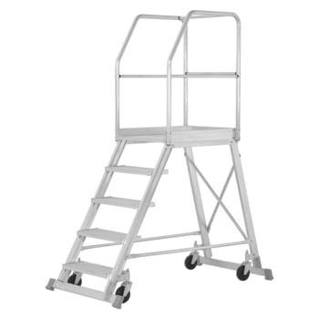 Fahrbare Podesttreppe - einseitig begehbar - 5 Stufen - Höhe 2.200 mm - Hymer Fahrbare Podesttreppe - einseitig begehbar - 5 Stufen - Höhe 2.200 mm - Hymer