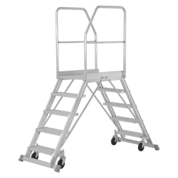 Fahrbare Podesttreppe - beidseitig begehbar - Stufenzahl 2x5 - Höhe 2.200 mm - Hymer Fahrbare Podesttreppe - beidseitig begehbar - Stufenzahl 2x5 - Höhe 2.200 mm - Hymer