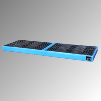 Polyethylen-Auffangwanne mit PE-Palette - 300 l Volumen - 150 x 2.610 x 895 mm (HxBxT) Polyethylen-Auffangwanne mit PE-Palette - 300 l Volumen - 150 x 2.610 x 895 mm (HxBxT)