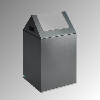 Selbstlöschender Wertstoffsammler - Kopfteil spitz - 43 l - antik-silber/silber - Höhe 600 mm - Abfallbehälter Selbstlöschender Wertstoffsammler - Kopfteil spitz - 43 l - antik-silber/silber - Höhe 600 mm - Abfallbehälter