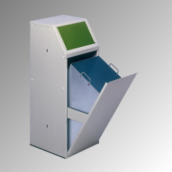 Wertstoffsammelgerät - stationär - 69 l - 1.000 x 400 x 400 mm (H x B x T) - Korpus kieselgrau - Einwurfklappe grün - Abfallbehälter Wertstoffsammelgerät - stationär - 69 l - 1.000 x 400 x 400 mm (H x B x T) - Korpus kieselgrau - Einwurfklappe grün - Abfallbehälter