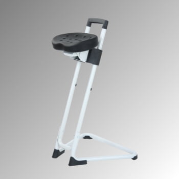 Ergonomische Stehhilfe - höhenverstellbar 60 bis 85 cm - Sitz PU, schwarz - Gestell lichtgrau Ergonomische Stehhilfe - höhenverstellbar 60 bis 85 cm - Sitz PU, schwarz - Gestell lichtgrau