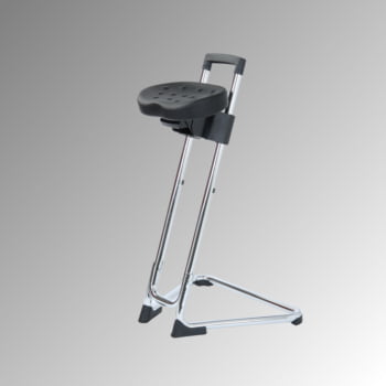 Ergonomische Stehhilfe - höhenverstellbar 60 bis 85 cm - Sitz PU, schwarz - Gestell Chrom Ergonomische Stehhilfe - höhenverstellbar 60 bis 85 cm - Sitz PU, schwarz - Gestell Chrom