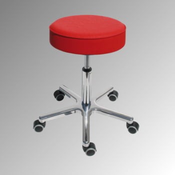 Drehhocker - Sitzhöhe 540-720 mm - Kunstleder feuerrot - Aluminium Fußkreuz mit Rollen Drehhocker - Sitzhöhe 540-720 mm - Kunstleder feuerrot - Aluminium Fußkreuz mit Rollen