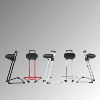ESD Stehhilfe - antistatisch - Sitzhöhe 600 bis 850 mm - Sitz PU schwarz - Gestell rot ESD Stehhilfe - antistatisch - Sitzhöhe 600 bis 850 mm - Sitz PU schwarz - Gestell rot