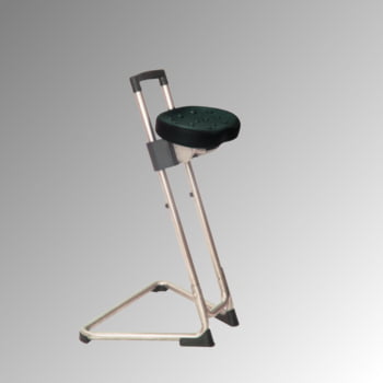 ESD Stehhilfe - antistatisch - Sitzhöhe 600 bis 850 mm - Sitz PU schwarz - Gestell Edelstahl ESD Stehhilfe - antistatisch - Sitzhöhe 600 bis 850 mm - Sitz PU schwarz - Gestell Edelstahl