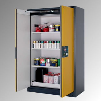 Gefahrstoffschrank - 1.953x1.193x615 mm - 3 Fachböden - Lochblech - Front goldgelb Gefahrstoffschrank - 1.953x1.193x615 mm - 3 Fachböden - Lochblech - Front goldgelb