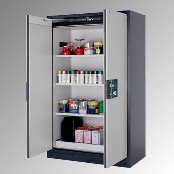 Gefahrstoffschrank - 1.953x1.193x615 mm - 3 Fachböden - Lochblech - Front lichtgrau Gefahrstoffschrank - 1.953x1.193x615 mm - 3 Fachböden - Lochblech - Front lichtgrau