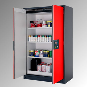 Gefahrstoffschrank - 1.953x1.193x615 mm - 3 Fachböden - Lochblech - Front verkehrsrot Gefahrstoffschrank - 1.953x1.193x615 mm - 3 Fachböden - Lochblech - Front verkehrsrot