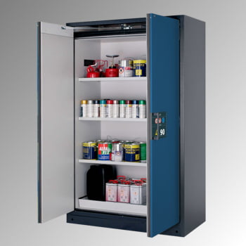 Gefahrstoffschrank - 1.953x1.193x615 mm - 3 Fachböden - Lochblech - Front enzianblau Gefahrstoffschrank - 1.953x1.193x615 mm - 3 Fachböden - Lochblech - Front enzianblau