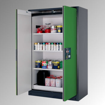 Gefahrstoffschrank - 1.953x1.193x615 mm - 3 Fachböden - Lochblech - Front resedagrün Gefahrstoffschrank - 1.953x1.193x615 mm - 3 Fachböden - Lochblech - Front resedagrün