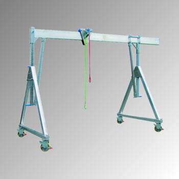 Schnellbau Portalkran - Aluminium - Tragkraft 1.500 kg - Höhe 4.165 mm - fahrbar - klappbar Schnellbau Portalkran - Aluminium - Tragkraft 1.500 kg - Höhe 4.165 mm - fahrbar - klappbar