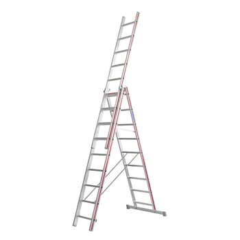 Aluminium-Allzweckleiter - dreiteilig - Breite 355/1.005 mm - max. Länge 6.550 mm - Aluleiter - Hymer Aluminium-Allzweckleiter - dreiteilig - Breite 355/1.005 mm - max. Länge 6.550 mm - Aluleiter - Hymer