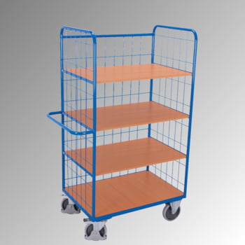 Etagenwagen - Drahtgitter - 4 Etagen - 3 klappbare Böden - 1.890 x 800 x 1.400 mm (HxBxT) - Traglast 500 kg Etagenwagen - Drahtgitter - 4 Etagen - 3 klappbare Böden - 1.890 x 800 x 1.400 mm (HxBxT) - Traglast 500 kg