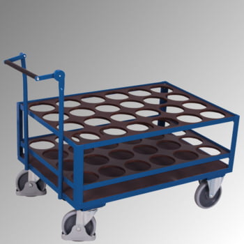 Flaschenwagen - Tragkraft 500 kg - für 24 Flaschen - 1.020 x 775 x 1.300 mm (HxBxT) - mit Totmannbremse Flaschenwagen - Tragkraft 500 kg - für 24 Flaschen - 1.020 x 775 x 1.300 mm (HxBxT) - mit Totmannbremse