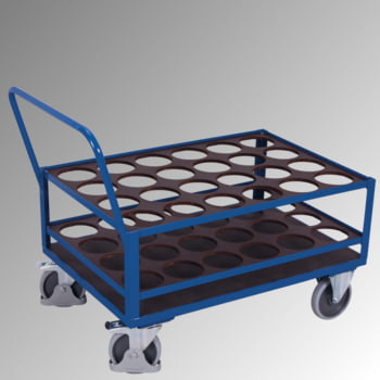 Flaschenwagen - Tragkraft 500 kg - für 24 Flaschen - 1.000 x 775 x 1.265 mm (HxBxT) - mit Feststeller Flaschenwagen - Tragkraft 500 kg - für 24 Flaschen - 1.000 x 775 x 1.265 mm (HxBxT) - mit Feststeller