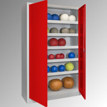 Ballschrank - Vollblechtüren - 5 Böden - 1.950x1.200x500 mm (HxBxT) - lichtgrau/resedagrün Ballschrank - Vollblechtüren - 5 Böden - 1.950x1.200x500 mm (HxBxT) - lichtgrau/resedagrün