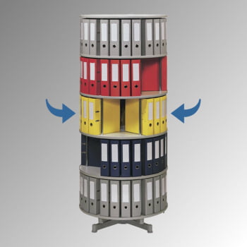 Ordnerdrehsäule, Aktenrondell, 180 Ordner, 5 Etagen, 1.930 x 1.000 mm (HxB), Im Ganzen drehbar, Ordnerrondell, Aktensäule, Ordnerkarussell, Hellgrau Ordnerdrehsäule, Aktenrondell, 180 Ordner, 5 Etagen, 1.930 x 1.000 mm (HxB), Im Ganzen drehbar, Ordnerrondell, Aktensäule, Ordnerkarussell, Hellgrau