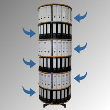 Ordnerdrehsäule, Aktenrondell, 144 Ordner, 6 Etagen, 2.280 x 810 mm (HxB), einzeln drehbar, Ordnerrondell, Aktensäule, Ordnerkarussell, Hellgrau Ordnerdrehsäule, Aktenrondell, 144 Ordner, 6 Etagen, 2.280 x 810 mm (HxB), einzeln drehbar, Ordnerrondell, Aktensäule, Ordnerkarussell, Hellgrau
