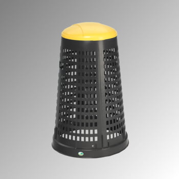 Korbständer für Müllsäcke - Volumen 90 l - 880 x 525 mm (HxD) - Korpus schwarz - Deckel gelb Korbständer für Müllsäcke - Volumen 90 l - 880 x 525 mm (HxD) - Korpus schwarz - Deckel gelb