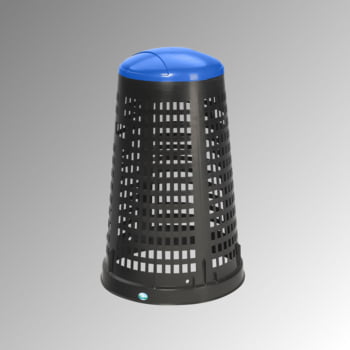 Korbständer für Müllsäcke - Volumen 90 l - 880 x 525 mm (HxD) - Korpus schwarz - Deckel blau Korbständer für Müllsäcke - Volumen 90 l - 880 x 525 mm (HxD) - Korpus schwarz - Deckel blau