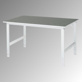 Arbeitstisch - Linoleum Arbeitsplatte - Tragkraft 500 kg - Höhe 760-1.080 mm - 1.500 x 800 mm (BxT) - lichtgrau Arbeitstisch - Linoleum Arbeitsplatte - Tragkraft 500 kg - Höhe 760-1.080 mm - 1.500 x 800 mm (BxT) - lichtgrau