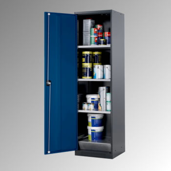 Chemikalienschrank - Flügeltür, lichtgrau - Türanschlag links - 3 Fachböden - Lochblecheinsatz - 1.950 x 545 x 520 mm - Stahl, verzinkt Chemikalienschrank - Flügeltür, lichtgrau - Türanschlag links - 3 Fachböden - Lochblecheinsatz - 1.950 x 545 x 520 mm - Stahl, verzinkt