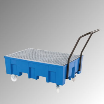 Fahrbare PE-Auffangwanne - 2 x 200 l - 220 l - 620 kg - 1.030 x 865 x 1.245 mm (HxBxT) - Gitterrost Fahrbare PE-Auffangwanne - 2 x 200 l - 220 l - 620 kg - 1.030 x 865 x 1.245 mm (HxBxT) - Gitterrost