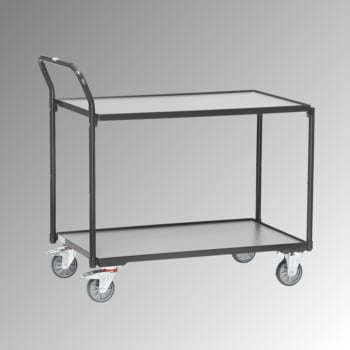 Fetra Tischwagen - 2 Etagen - Tragkraft 300 kg - Ladefläche 600 x 1.000 mm (BxT) - anthrazitgrau Fetra Tischwagen - 2 Etagen - Tragkraft 300 kg - Ladefläche 600 x 1.000 mm (BxT) - anthrazitgrau