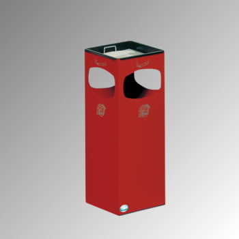 Abfalleimer mit Ascher - Volumen 29 l - eckig - 660 x 250 x 250 mm (HxBxT) - feuerrot Abfalleimer mit Ascher - Volumen 29 l - eckig - 660 x 250 x 250 mm (HxBxT) - feuerrot