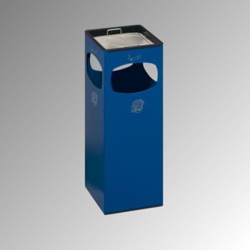 Abfalleimer mit Ascher - Volumen 29 l - eckig - 660 x 250 x 250 mm (HxBxT) - enzianblau Abfalleimer mit Ascher - Volumen 29 l - eckig - 660 x 250 x 250 mm (HxBxT) - enzianblau