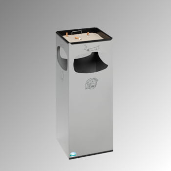 Abfalleimer mit Ascher - Volumen 29 l - eckig - 660 x 250 x 250 mm (HxBxT) - silber Abfalleimer mit Ascher - Volumen 29 l - eckig - 660 x 250 x 250 mm (HxBxT) - silber