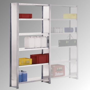Fachbodenregal m. Seitenwand - 350 kg - (HxBxT) 3.000 x 1.285 x 300 mm - Steckregal - Anbauregal Fachbodenregal m. Seitenwand - 350 kg - (HxBxT) 3.000 x 1.285 x 300 mm - Steckregal - Anbauregal