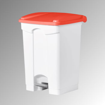 Wertstoffsammler aus Kunststoff - Volumen 45 l - 600 x 410 x 390 mm (HxBxT) - Behälter weiß - Deckel rot Wertstoffsammler aus Kunststoff - Volumen 45 l - 600 x 410 x 390 mm (HxBxT) - Behälter weiß - Deckel rot