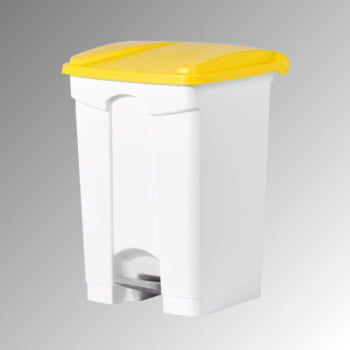 Wertstoffsammler aus Kunststoff - Volumen 45 l - 600 x 410 x 390 mm (HxBxT) - Behälter weiß - Deckel gelb Wertstoffsammler aus Kunststoff - Volumen 45 l - 600 x 410 x 390 mm (HxBxT) - Behälter weiß - Deckel gelb